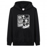 geek style hooded EAT SLEEP GAME mens thick fleece hoodie sweatshirts thick & warm coats solid men's fashion plus size