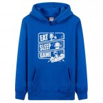 geek style hooded EAT SLEEP GAME mens thick fleece hoodie sweatshirts thick & warm coats solid men's fashion plus size