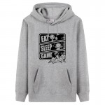 geek style hooded EAT SLEEP GAME mens thick fleece hoodie sweatshirts thick & warm coats solid men's fashion plus size