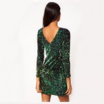 green sequin dress pencil dress backless sexy sequin girls dress glitter woman dresses gold plus size womens clothing spring
