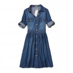 high quality 2016 denim dress summer autumn clothing plus size women Jeans dress elegant slim cowboy casual Dresses vestidos