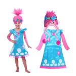 high quality New Trolls Inspired Poppy Lace Dress baby girls trolls costume dress pretty trolls clothes