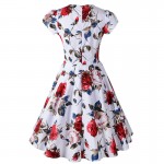 iiiher Audrey Hepburn Floral Summer Dress Women Floral Print Rockabilly Vintage 50s Party Sexy Dresses Vestidos Largos De Verano