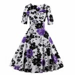 iiiher Brand Retro Vintage Women Dress Rockabilly Party Floral Print Swing Summer Dresses Elegant Tunic Vestidos