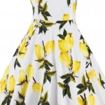 iiiher Lemon Print floral 50 60s Vintage Dresses Audrey Hepburn Sleeveless 2016 Summer Retro Dress Vestidos Robe Womens Clothing