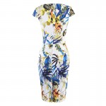 iiiher Women Summer Pencil Dresses 2016 Retro Vintage 50s Rockabilly Dress Sleeveless Work Sexy Floral Office Bodycon Vestidos 