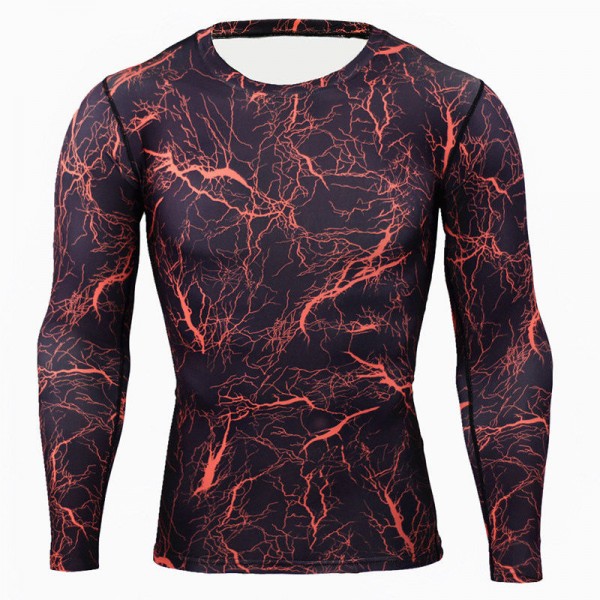lightning Mens Compression Base Layer Weight Lifting Fitness Tight MMA Crossfit Tops Rashguard T-shirt camouflage Long Sleeves