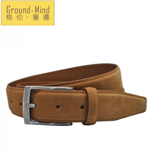 luxury men's first layer cowhide nubuck leather belt high quality designer suede-like genuine leather for dress/business