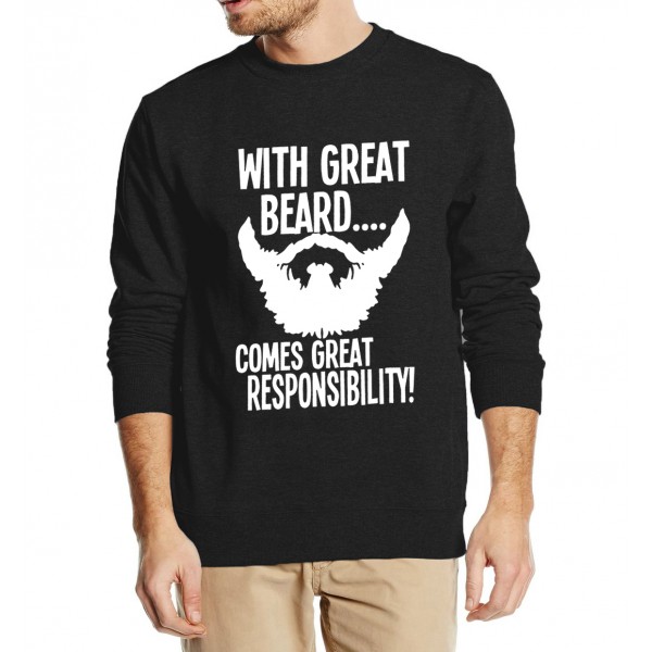 men sweatshirt With Great Beard Comes Great Responsibility 2016 autumn winter hoodies streetwear  high quality tracksuit  