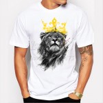 men's lastest 2017 fashion short sleeve king of lion printed t-shirt funny tee shirts Hipster O-neck cool tops