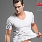 men'sTees cotton fashion home sleep Casual Solid t-shirts white big size O-neck tight modal white free size 