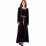muslim Kaftan Maxi black Long sleeve long Dress moroccan clothing Islamic abaya arab dubai jalabiya autumn Robe women gown 1623