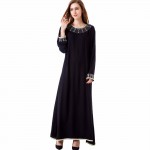 muslim Kaftan Maxi black Long sleeve long Dress moroccan clothing Islamic abaya arab dubai jalabiya autumn Robe women gown 1623