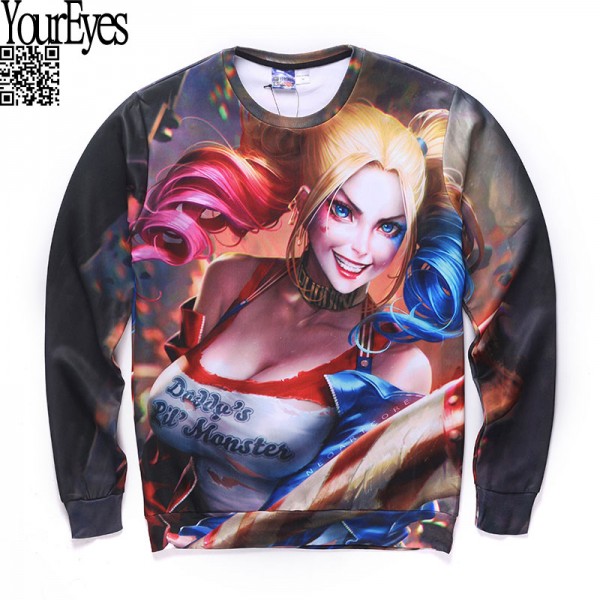 new 2016 autumn/winter cartoon 3D graphic sweatshirts funny print long sleeves novelty crewneck hoodies men sudaderas 3d hombre