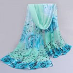 new 2017 cotton scarf han flowers roses and scarves Quality goods printed chiffon polyester scarves hot sell Beach silk scarf