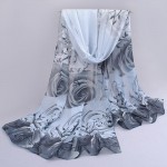 new 2017 cotton scarf han flowers roses and scarves Quality goods printed chiffon polyester scarves hot sell Beach silk scarf