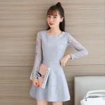 new arrival 2016  hot sale fashion women tops Korean autumn and winter  lace pure color long sleeve female casual dress 1150A 30