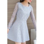 new arrival 2016  hot sale fashion women tops Korean autumn and winter  lace pure color long sleeve female casual dress 1150A 30