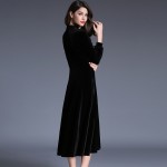 new fashion black velvet  women casual long autumn winter dress party vestidos femininos 2018 dresses