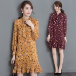 new fashion chiffon plus size vintage print women casual autumn spring dress vestidos femininos party 2017 dresses