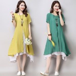 new fashion cotton linen  women casual loose long summer dress vestidos femininos party 2018 dresses