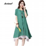 new fashion cotton linen  women casual loose long summer dress vestidos femininos party 2018 dresses