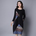 new fashion cotton linen vintage print  women casual loose autumn dress vestidos femininos party 2018 dresses