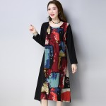 new fashion cotton linen vintage print  women casual loose autumn dress vestidos femininos party 2018 dresses