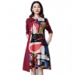 new fashion cotton linen vintage print  women casual loose autumn dress vestidos femininos party 2018 dresses