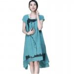 new fashion summer style cotton linen plus size vintage print women casual long loose dress vestido femininos party 2017 dresses