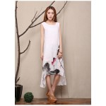 new fashion summer style cotton linen plus size vintage print women casual loose long dress vestido femininos party 2017 dresses