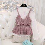 new fashion women knitted Ruffles vest short design Camis Tank Top Sleeveless sweater female sexy clothing pullover girls tops