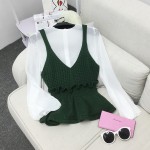 new fashion women knitted Ruffles vest short design Camis Tank Top Sleeveless sweater female sexy clothing pullover girls tops