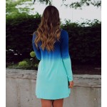 new spring dress women dresses long sleeve plus size dress fading color blue dresses woman Sakura clothing