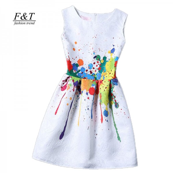 new women printed flower dress sleeveless knee length one piece dress casual slim bodycon korea college vintage dress