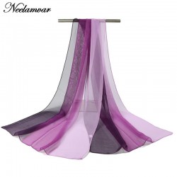 painted gradient colors georgette scarf Women Autumn and Winter long shawl silk feeling Scarves soft echarpe solid wraps 2017