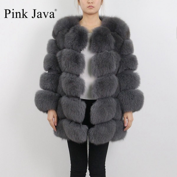 pink java QC8078 BIG SALE FREE SHIPPING all real photos women winter real fox fur coat long sleeves fox fur jacket 