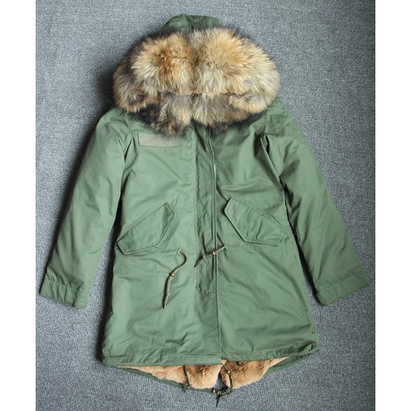 plus size 2016 long army green winter jacket women outwear thick parkas raccoon natural real fur collar coat hooded pelliccia