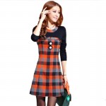 print dress New Long Sleeve Plaid Slim Mini Elegant Dresses Women Autumn Winter Dress Sexy Casual Patchwork Cute Black Dress