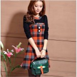 print dress New Long Sleeve Plaid Slim Mini Elegant Dresses Women Autumn Winter Dress Sexy Casual Patchwork Cute Black Dress