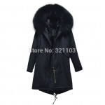 pure black Mrs fur Mr collar long style sexy parka, women winter warm parka male style coat wholesale