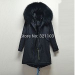 pure black Mrs fur Mr collar long style sexy parka, women winter warm parka male style coat wholesale