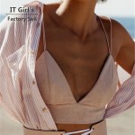 sexy women crop top cropped feminino tank tops solid simple beach women bra top bustier vintage harness v-neck sleeveless tops