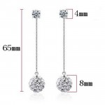 silver plated Super flash Shambhala Rhinestone tassel earrings long section of female fashion jewelry simple eardrop 65MM
