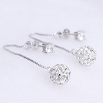 silver plated Super flash Shambhala Rhinestone tassel earrings long section of female fashion jewelry simple eardrop 65MM