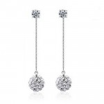 silver plated Super flash Shambhala Rhinestone tassel earrings long section of female fashion jewelry simple eardrop 65MM