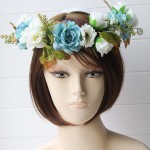 simulation penny flower wreath headband women Rattan simulation flower head festival wedding Ribbon Adjustable girl flower crown