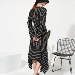 [soonoyur] 2017 new sping round neck long sleeve white striped loose dress for women fashion tide all-match  Y07400