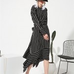 [soonoyur] 2017 new sping round neck long sleeve white striped loose dress for women fashion tide all-match  Y07400