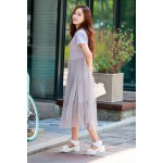 [soonyour] 2017 summer style fashion Loose Splice Fake two straight Dress Female free shipping 209B